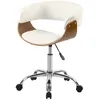 Image de Chaise de bureau pivotante en bois et PU blanc - Basile - Maison Pavane