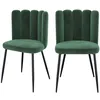 Image de Lot de 2 chaises en velours vert et pieds en métal - Rosy - Rendez-Vous Déco