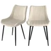 Image de Lot de 2 chaises en tissu beige et métal noir - Killi - Rendez-Vous Déco