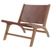 Image de Fauteuil en teck et cuir lisse marron - Kuna - Maison Pavane