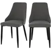 Image de Lot de 2 chaises en tissu gris foncé et pieds en métal - Pipo - Maison Pavane