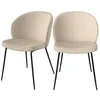 Image de Lot de 2 chaises en tissu bouclé beige et pieds en métal - Groom - Rendez-Vous Déco