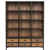 Image de Bibliothèque 6 tiroirs 12 niches en métal et bois de cèdre - Shelby - Maison Pavane