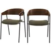 Image de Lot de 2 chaises en velours vert kaki et bois de noyer - Esmée - Rendez-Vous Déco