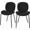 Image de Lot de 2 chaises en tissu bouclé noir et pieds en métal noir - Iris - Maison Pavane