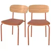 Image de Lot de 2 chaises en bois clair et tissu terracotta - Alba - Maison Pavane
