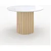 Image de Table ronde 4 personnes en marbre blanc et bois de manguier D120 cm - Agathe - Maison Pavane