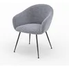 Image de Fauteuil en tissu gris chiné et pieds en métal noir - Socky - Maison Pavane