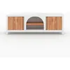 Image de Meuble TV en plâtre blanc cassé et bois dacacia 145 cm - Fira - Maison Pavane