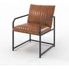 Image de Fauteuil en cuir de buffle marron et métal noir - Armand - Maison Pavane