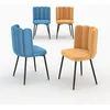 Image de Pack 4 chaises en velours bleu et jaune - Rosy - Maison Pavane