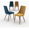 Image de Pack 4 chaises en velours bleu et jaune - Vinni - Maison Pavane