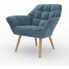 Image de Fauteuil en tissu bleu et pieds en bois - Simba - Maison Pavane