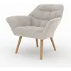 Image de Fauteuil en tissu gris clair et pieds en bois - Simba - Maison Pavane