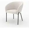 Image de Chaise en tissu blanc chiné et pieds en métal noir - Andy - Maison Pavane