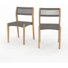 Image de Lot de 2 chaises de jardin en bois de teck recyclé et tissage en corde - Nusa - Maison Pavane