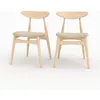 Image de Lot de 2 chaises en tissu beige et bois dhévéa - Josette - Rendez-Vous Déco