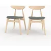 Image de Lot de 2 chaises en tissu gris et bois dhévéa - Josette - Maison Pavane