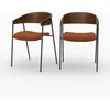 Image de Lot de 2 chaises en velours terracotta et bois de noyer - Esmée - Maison Pavane