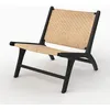 Image de Fauteuil en bois de teck noir et tressage chevron en rotin - Kilka - Maison Pavane