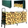 Image de Serre à bûches acier avec bâche de protection - Rangement bois extérieur 200 x 36 x 115 cm