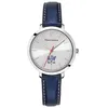 Image de Montre Femme ÉLYSÉE Cadran Argenté Bracelet Cuir Bleu 12MM