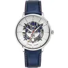 Image de Montre Homme ÉLYSÉE Cadran Argenté Bracelet Cuir Bleu 20MM