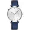 Image de Montre Homme DATA Cadran Argenté Bracelet Cuir Bleu
