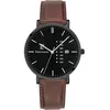 Image de Montre Homme DATA Cadran Noir Bracelet Cuir Brun