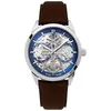 Image de Montre Homme PIERRE LANNIER MONARCK Automatique - Cadran Squelette Bleu - Bracelet Cuir Marron 22mm