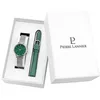 Image de Coffret Femme CHOUQUETTE Argenté Cadran Vert Bracelet Cuir Vert 12 MM