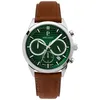Image de Montre Homme MONARCK Argenté Cadran Vert Bracelet Cuir Brun 22 MM