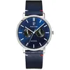 Image de Pierre Lannier Essential 206J166   Montre homme quartz 405 mm acier cadran bleu soleillé bracelet cuir bleu