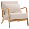 Image de Fauteuil Clinton en bois style scandinave - Lin - Beige