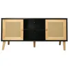 Image de Meuble TV scandinave en cannage Iguane - 120 x 30 x 56.5 cm - Noir