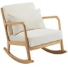 Image de Fauteuil à bascule style scandinave bouclette et bois Clinton - Beige