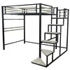 Image de Lit mezzanine en métal avec escalier LENA - 140 x 190 cm - Noir