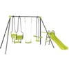 Image de Portique en métal avec toboggan Ludo II avec 4 agrès - Vert
