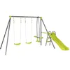 Image de Portique en métal avec toboggan Enzo II - 4 agrès - Vert