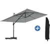 Image de Parasol jardin déporté en aluminium Sky 4 - 3 x 4 m - Gris - Avec Housse