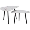 Image de Lot de 2 tables basses gigognes en céramique Terra - 49 x 79 x 56 cm - Blanc
