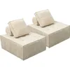 Image de Lot de 2 chauffeuses pour canapé modulables en tissu texturé Velluto - Beige