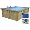 Image de Piscine bois rectangle Zanzibar - 3.50 x 2.30 x 1.24 m - Bâche à bulles 180 µ - Bâche hiver 280 g/m²