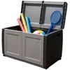 Image de Coffre de rangement 230L Coffre de Jardin Gris/Noir 96 x 53 x H57cm Poignées de transport polypropylène INTEC