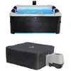 Image de Spa rigide 6 places 160cm carré hydromassage 4 coussins bâche + housse thermique Spa Oslo avec housse
