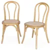 Image de Lot de deux chaises vintage en bois avec assise en rotin et dossier arrondi coloris naturel