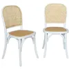 Image de Lot de deux chaises vintage blanches en bois avec assise et dossier en rotin
