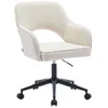 Image de Chaise de bureau à roulettes velours côtelé blanc cassé. L 60 x P 62 x H 89 / 99cm