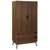 Image de Armoire dressing vintage décor bois 2 portes. 2 tiroirs. 1 tringle