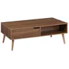 Image de Table basse vintage rectangulaire décor bois de noyer 1 tiroir